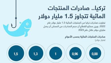 تركيا.. صادرات المنتجات المائية تتجاوز 1.5 مليار دولار