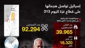 إسرائيل تواصل هجماتها على قطاع غزة لليوم 313