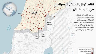 نقاط توغل الجيش الإسرائيلي في جنوب لبنان