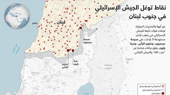 نقاط توغل الجيش الإسرائيلي في جنوب لبنان