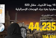 في 15 يوما الأخيرة.. مقتل 523 فلسطينيا بغزة جراء الهجمات الإسرائيلية