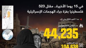 في 15 يوما الأخيرة.. مقتل 523 فلسطينيا بغزة جراء الهجمات الإسرائيلية
